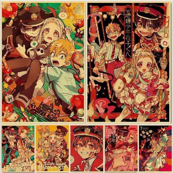 

paintings self-adhesive painting wall sticker jibaku shounen hanako-kun anime manga posters prints retro for home decoration
