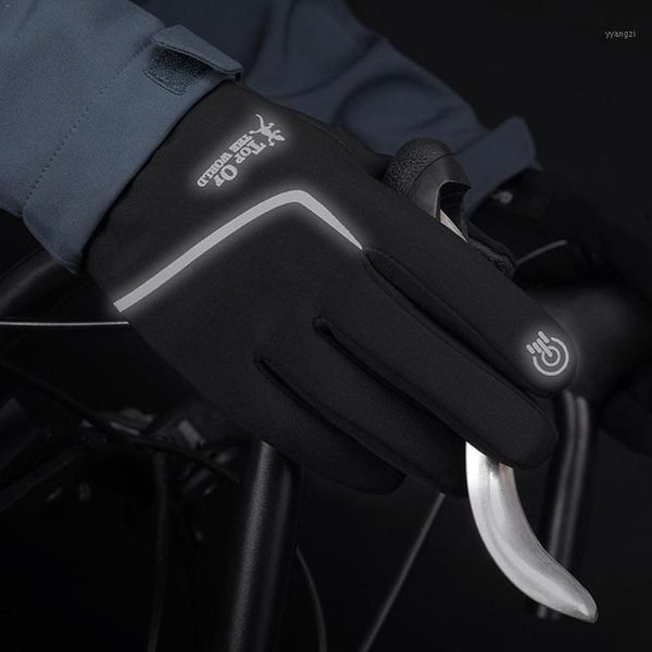 

touchscreen winter thermal warm cycling bicycle hiking camping sports outdoor motorcycle finger bike gloves ski full z7g01, Black