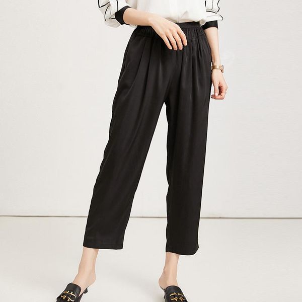 

women's pants & capris silk summer thin mulberry casual slim radish, Black;white