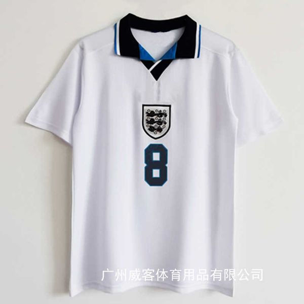 

96 season england home and away thai football jacket short sleeve polo neck, Gray