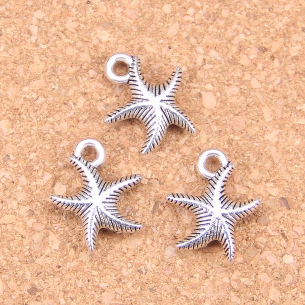 118pcs antigo prata banhada a bronze banhado de dupla face starfish encantos pingentes de colar de colar de colar de pingente achados 16*14mm