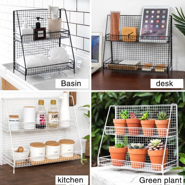 

bathroom storage & organization art iron makeup organizer two-layers jewelry box cosmetic lipstick table