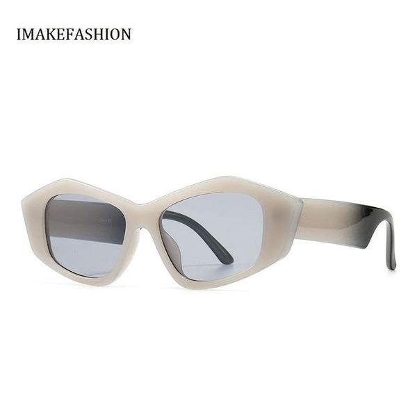 

sunglasses imakefashion cat eye women polygon frame eyewear wide leg sun glasses, White;black