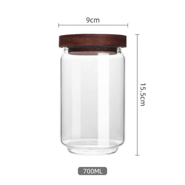 

700ml glass jar bottle with wood lid kitchen accessories organizer organization spices and storage container decor for counter