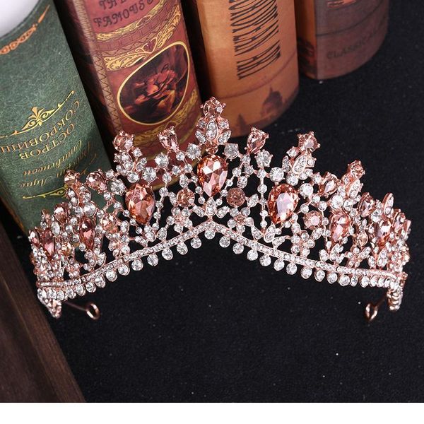 

4 color rhinestone crystal wedding crown bride tiaras and crowns queen diadem pageant gold crown bridal hair jewelry acc qylfba, Silver