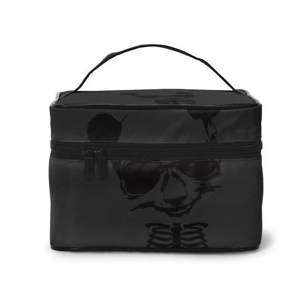 

high capacity makeup bag travel cosmetic bag day of dead panda skull beauty