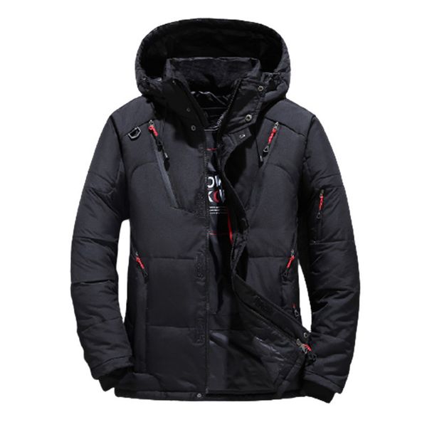 

2021 new men's white warm hooded thick winter jacket coat men thermal casual overcoat duck down parka coats clothing 3vq6, Black