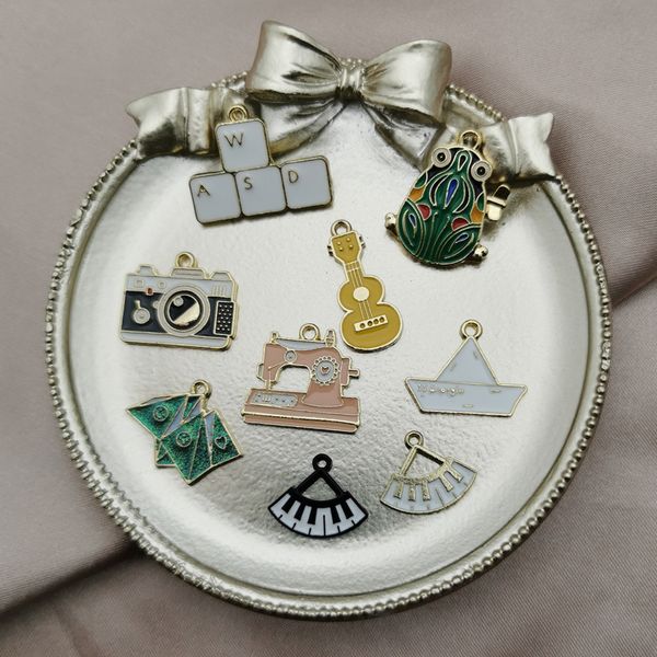 

10pcs classical child toy enamel charms pendants metal origami boat fan floating diy bracelet earrings for jewelry accessories, Bronze;silver