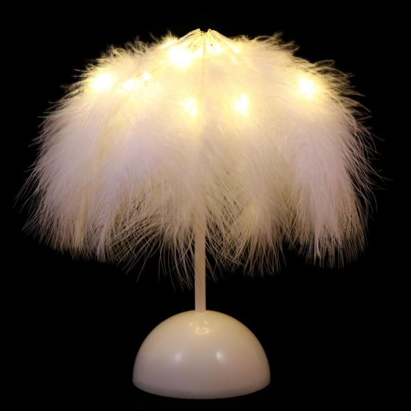 

1pc feather table lamp study room bedroom lamp lovely bedside night light
