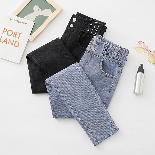 

jeans for women mom jeans blue gray black woman high elastic plus size 40 stretch female washed denim skinny pencil pants