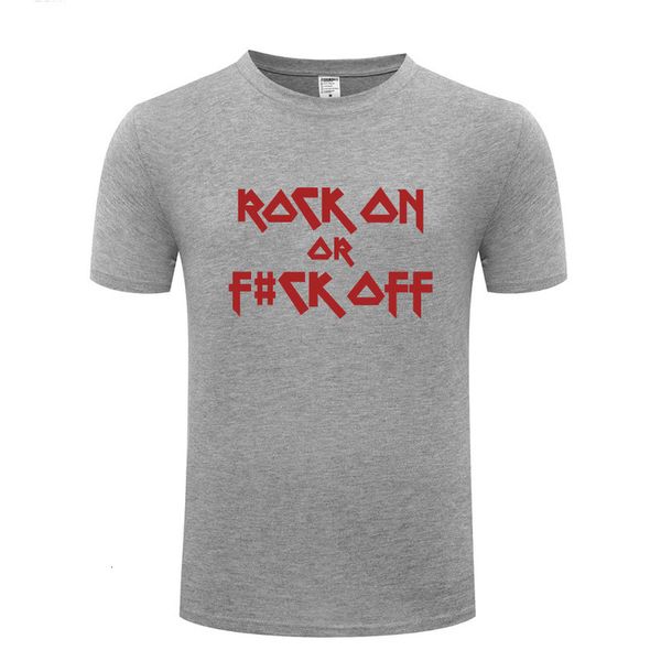 

new men's short sleeve t-shirt rock on or f off, White;black
