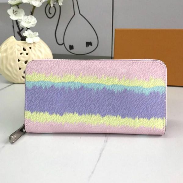 

fashion clutch bag women wallet designer purse card bags luxury zipper wallet female wallets genuine leather banquet purse tie-dye, Red;black