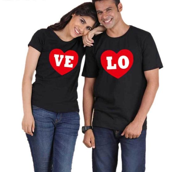 

fashion and comfortable cotton round collar funny couple t-shirt lo-ve half sleeve shirt summer beach t-shirt family clothing, White