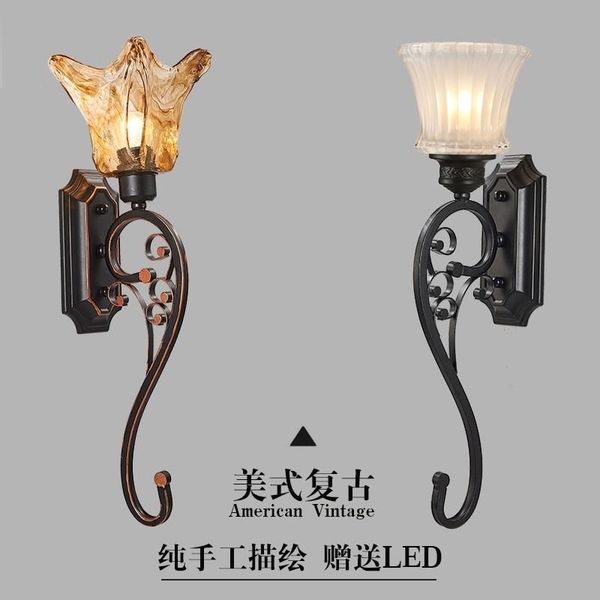 

wall lamp american style village led living room bedroom bedside tv iron