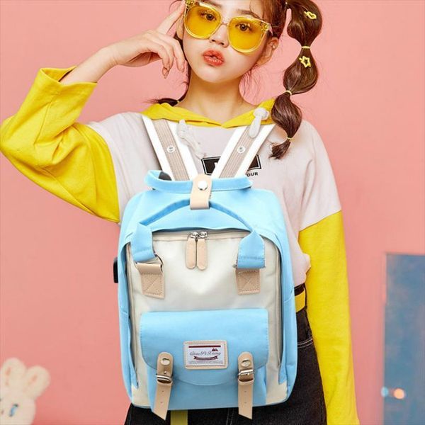 

women backpack designer canvas donuts campus junior high school student teenagers bag large capacity rucksack