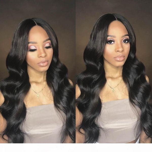 

360 body wave wigs u part wigs 100% brazilian human hair 13x6 curly wigs for black women silk base full lace wig, Black;brown