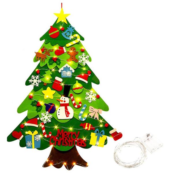 Kids DIY sentiu árvore de Natal com corda luz de Natal suspensão decorações de parede 2021 presentes de ano novo enfeites de natal