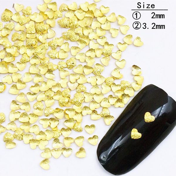 

nail art decorations 500pcs/lot 2mm 3.2mm gold silver mini scrub heart studs rivet metal alloy 3d sticker/deco for manicure, Silver;gold