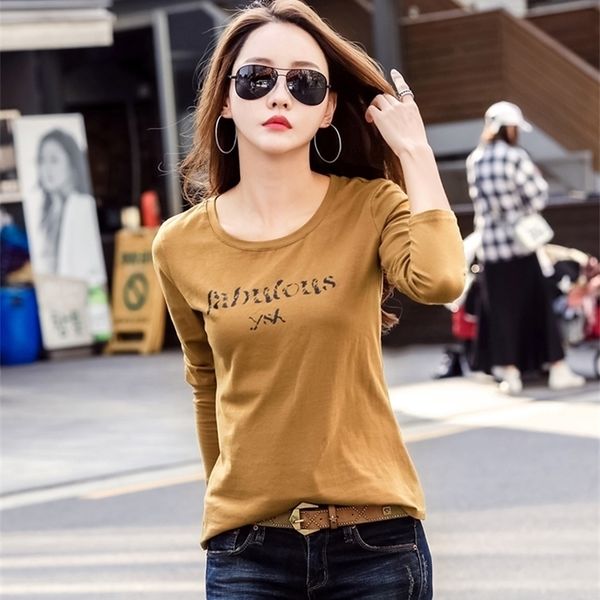 

fall new garment t-shirts printed render unlined upper garment of han edition loose long-sleeved clothes 210315, White
