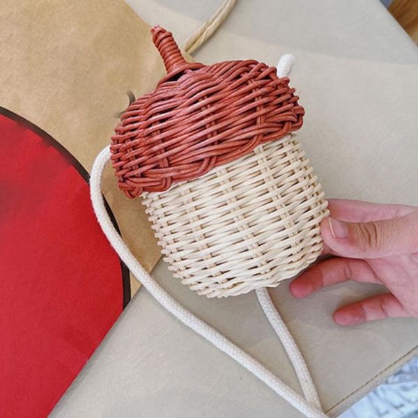 

outdoor bags round handle beach straw summer crossbody pography props women hand-woven rattan bag knitted clutch mini handbag