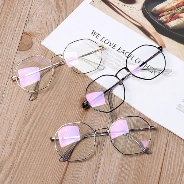 

sunglasses 1pc retro anti blue light glasses vintage octagon round frame simple metal vision care eyewear, White;black