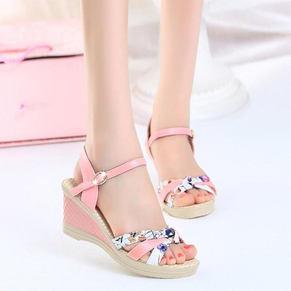 

dress shoes 2021 fairy wind slope with summer thick-soled printed women's, Black