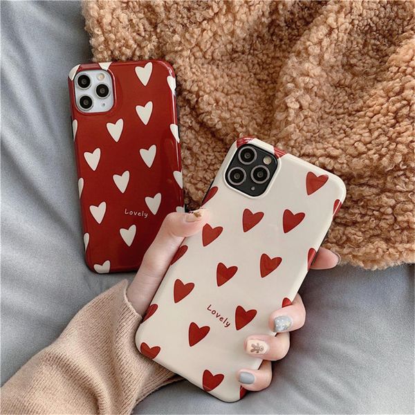 

love heart cute glossy case for iphone 11 pro max x xs max soft case for iphone 7 8 back cover