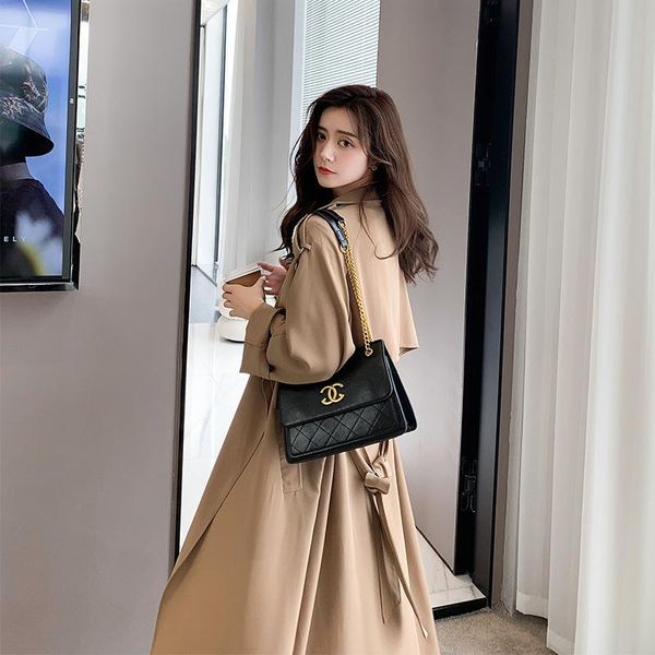 

women's trench coats xl-5xl plus size large autumn fashion temperament long windbreaker fat sister mm british coat 80139, Tan;black