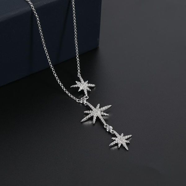 

chains s925 sterling silver classic star necklace female six-pointed pendant clavicle chain fashion personality jewelry