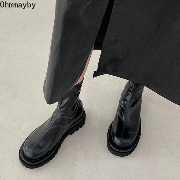 

boots 2021 women ankle fashion platform warm thick heels winter black women's shoes casua non slip ladies short size