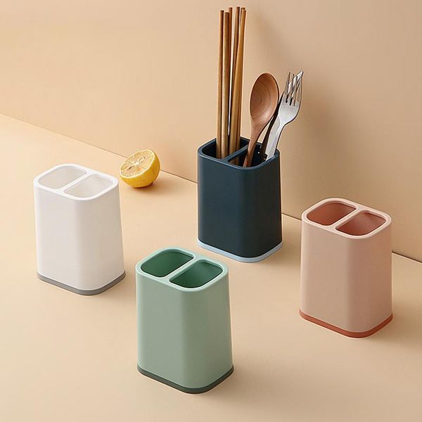 

simple grid chopstick cage two-color chopstick holder chopsticks spoon storage drain basket kitchen shelf kitchen storage rack
