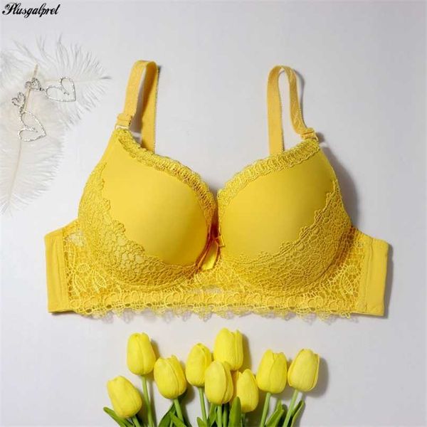 PlusGalpret Plus Size Mulheres Big Copo Bra 38D 40D 42D 44D 46D 48D lact guarnição bordado brasil três gancho e olhos femme lingerie 211110