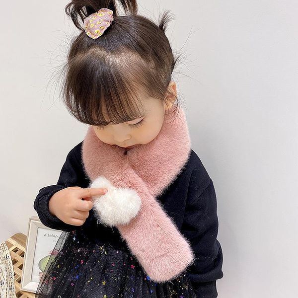 

scarves winter children's cute bib warm thick love small scarf boys girls treasure soft cold-proof neck decoration collar g07, Blue;gray