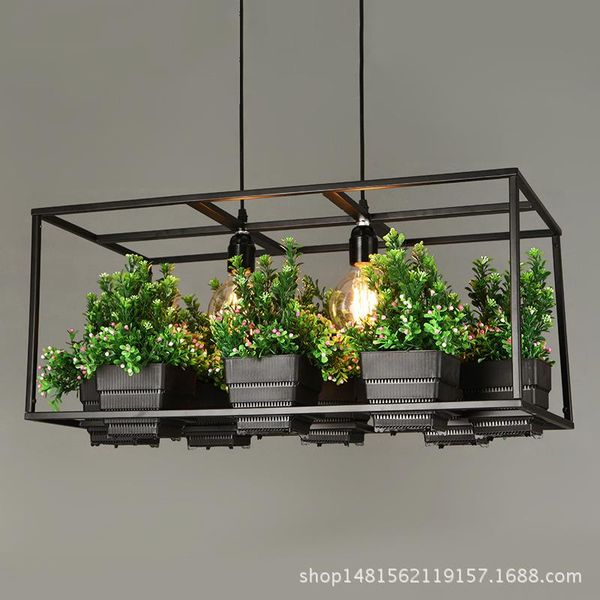 

modern simple wood&iron chandelier lighting 3 kinds wrought iron plant pot bar restaurant balcony creative suspension lamp light
