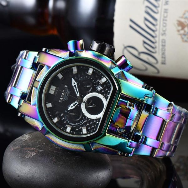 

wristwatches invicto reserve bolt zeus mens quartz watch rubber chronograph undefeated luxury invincible reloj de hombre drop, Slivery;brown