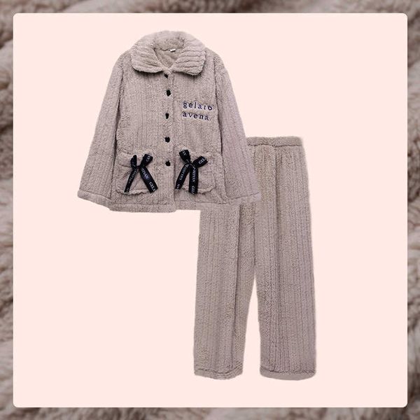

coral velvet pajamas women's autumn and winter plush thickened flannel home clothes winter outerwear suit 30cz10 nightdress, Black;red