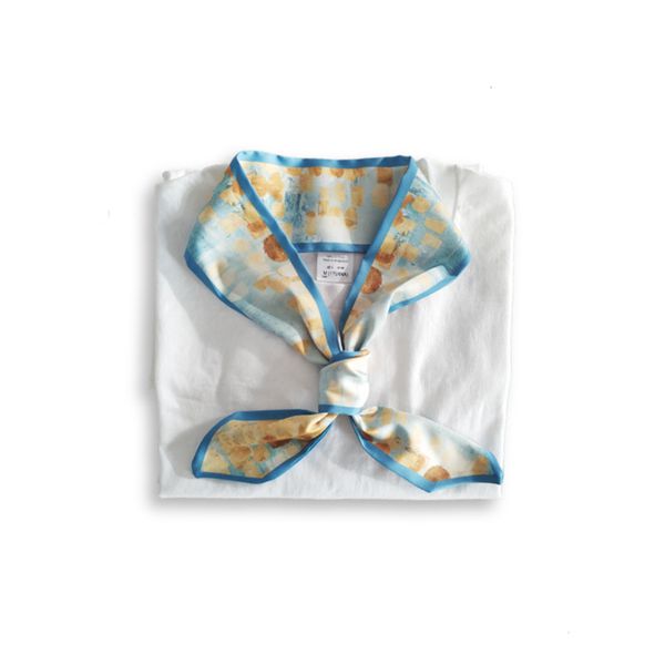 

designer new 2020 versatile hair band binding bag handle small ribbons decorative women's scarves, Blue;black