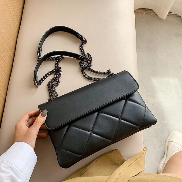 

cross body pu leather shoulder crossbody bags for women 2021 designer plaid handbags fashion chain design simple flap