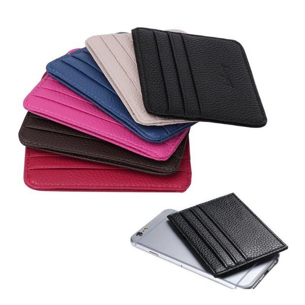 

6 color card holder men's business pocket slim thin id credit card money holder wallet faux leather man card case qylcuy