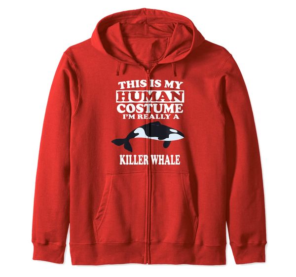 

this is my human costume i'm really an orca whale funny zip hoodie, White;black