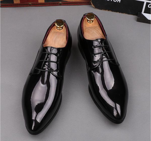 

brand men formal shoes men oxford leather dress shoes fashion business men shoes pointed wedding 38-44, Black