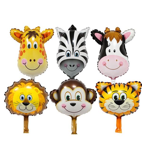 Mini animais dos desenhos animados decoração folha balão tigre leão vaca macaco filme de alumínio filme brinquedo brinquedo aniversário casamento decoração festa de casamento