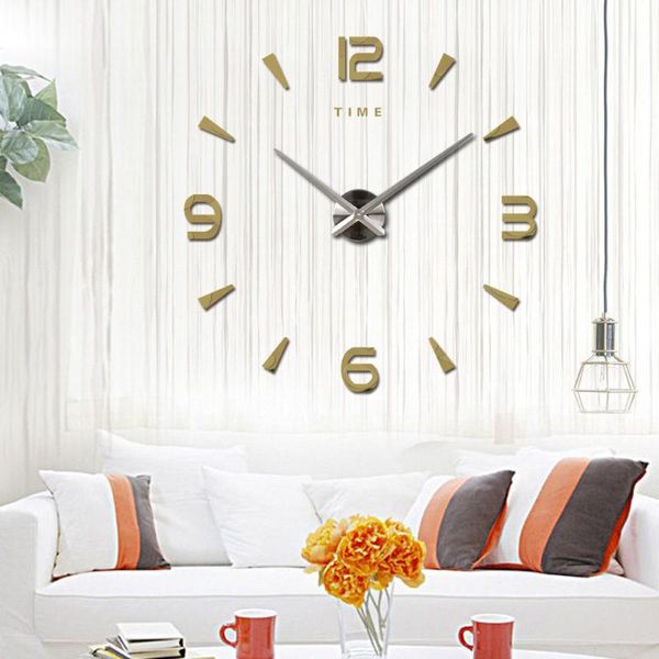 

wall clocks large clock quartz 3d diy big decorative kitchen acrylic mirror stickers oversize home letter decor