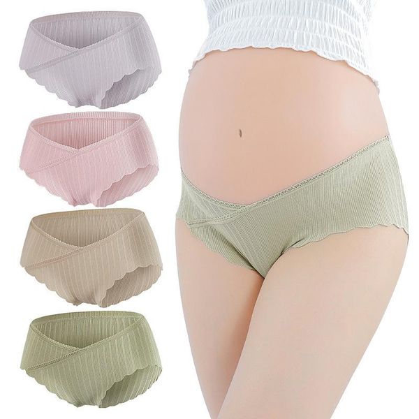 

women's panties cotton maternity low waist v briefs for pregnant women pregnancy underwear lingerie, Black;pink