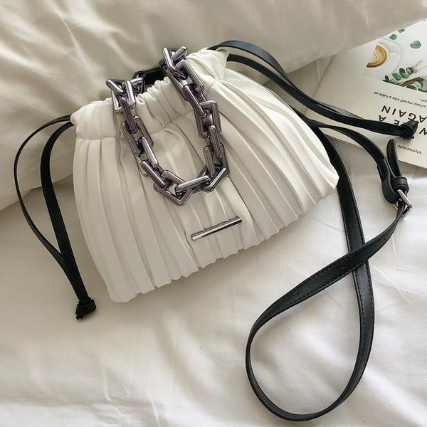 

cross body swdf designer women bags 2021 drawstring bucket bag with thick chain crossbody women's small handbag