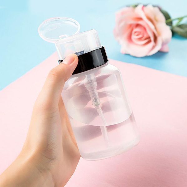 

200ml refillable bottles nail art plastic pump portabl dispenser alcohol liquid press bottle polish nail art removal