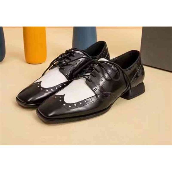 

40 black fashonville~031101 & white lace oxford square tote shoes cow skin calf