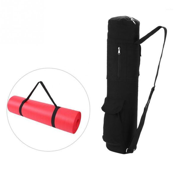 

yoga mats black bag backpack large capacity canvas mat pilates gym exercise pad carrier pouch with adjustable strap1
