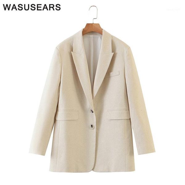 

autumn 2021 blazers for women casual button blazer loose long sleeve solid ladies notched collar coat korean women's suits &, White;black