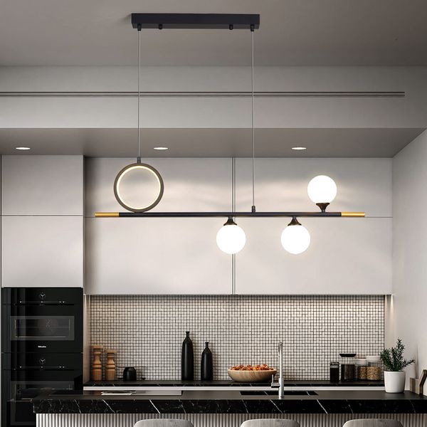 

moderno led pendant bulb black glass ball hanging kitchen light dining room lamp suspension luminaire design interior v7vl